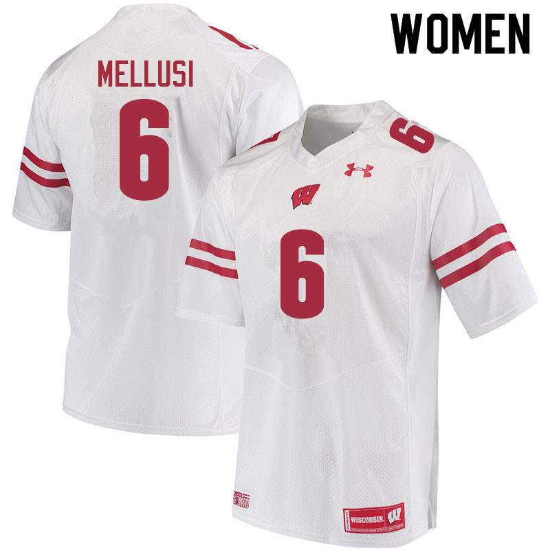 Wisconsin Badgers Women's #6 Chez Mellusi NCAA Under Armour Authentic White College Stitched Football Jersey WU40U68QA